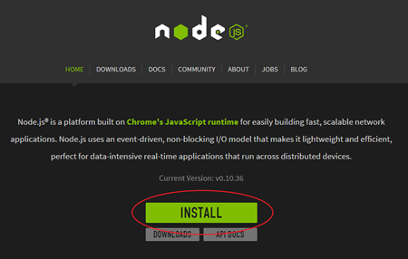 Nodejs install page