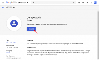 Contacts API enable