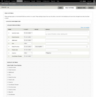 Location field collection settings