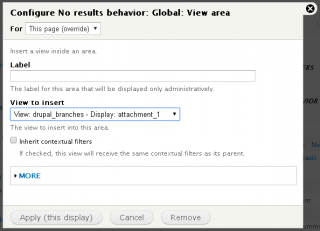 Configure "Global: View area" no result behavior