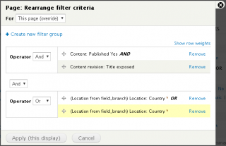 Rearrange the filter criteria