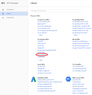 Google API list