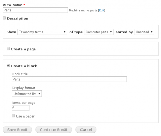 Create a view hierarchical vocabulary structure