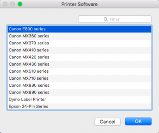 Printer Software window