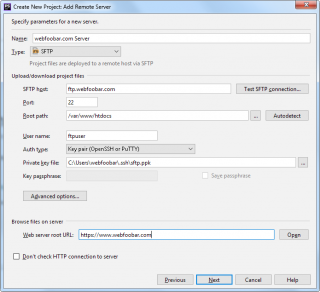 PhpStorm remote server settings