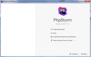 PhpStorm welcome window