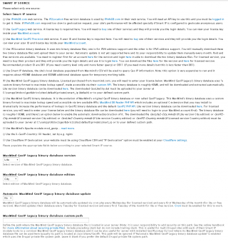 Smart IP MaxMind GeoIP Legacy binary database settings (lite)