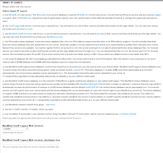 Smart IP GeoIP Legacy web service settings