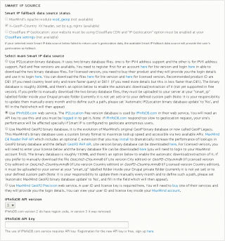 Smart IP IPInfoDB.com web service settings