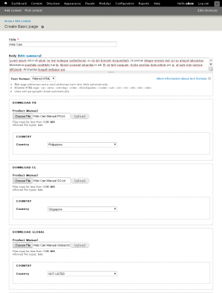 Create sample content
