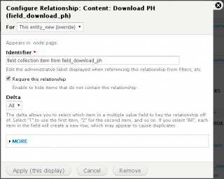 Views Download PH relationship settings