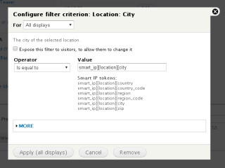 Views Location: City filter configure