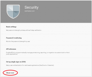 Manage security page
