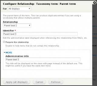 Third level parent term relationship settings