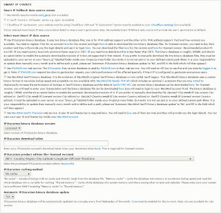 Smart IP IP2Location binary database licensed settings