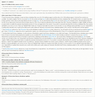 Smart IP IP2Location binary database lite settings