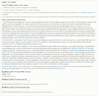 Smart IP MaxMind GeoIP2 Precision web service settings