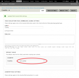 Global location field default value